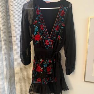 Anthropologie Not So Serious black wrap dress size small worn once
